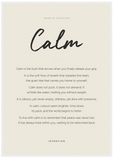 Calm Word of Intention Framed print A1 (59.4 x 84.1 cm) White frame Linen paper