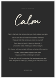 Calm Word of Intention Framed print 70x100 cm / 28x40″ White frame Carbon paper