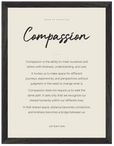 Compassion Word of Intention Framed print 30x40 cm / 12x16″ Black frame Linen paper