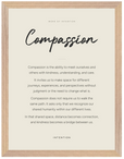 Compassion Word of Intention Framed print 30x40 cm / 12x16″ Wood frame Linen paper