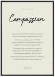 Compassion Word of Intention Framed print 70x100 cm / 28x40″ Black frame Linen paper