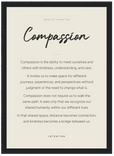Compassion Word of Intention Framed print 21x29.7 cm / 8x12" Black frame Linen paper