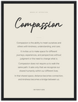Compassion Word of Intention Framed print 30x40 cm / 12x16″ Black frame Linen paper