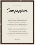 Compassion Word of Intention Framed print 30x40 cm / 12x16″ Dark wood frame Linen paper