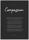 Compassion Word of Intention Framed print 50x70 cm / 20x28″ Black frame Carbon paper