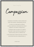 Compassion Word of Intention Framed print 50x70 cm / 20x28″ Black frame Linen paper