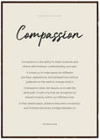 Compassion Word of Intention Framed print A1 (59.4 x 84.1 cm) Dark wood frame Linen paper