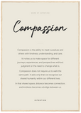 Compassion Word of Intention Framed print A1 (59.4 x 84.1 cm) Wood frame Linen paper