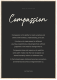 Compassion Word of Intention Framed print 70x100 cm / 28x40″ Wood frame Carbon paper