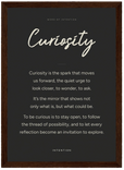 Curiosity Word of Intention Framed print 13x18 cm / 5x7″ Dark wood frame Carbon paper
