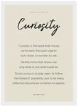 Curiosity Word of Intention Framed print 21x29.7 cm / 8x12" White frame Linen paper