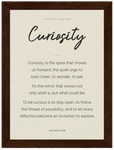 Curiosity Word of Intention Framed print A3 (29.7 x 42 cm) Dark wood frame Linen paper
