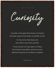 Curiosity Word of Intention Framed print 40x50 cm / 16x20″ Dark wood frame Carbon paper