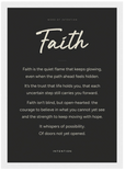Faith Word of Intention Framed print 21x29.7 cm / 8x12" White frame Carbon paper