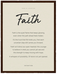 Faith Word of Intention Framed print 30x40 cm / 12x16″ Dark wood frame Linen paper