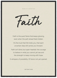 Faith Word of Intention Framed print 50x70 cm / 20x28″ Black frame Linen paper