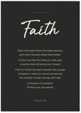 Faith Word of Intention Framed print A1 (59.4 x 84.1 cm) Black frame Carbon paper