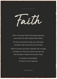 Faith Word of Intention Framed print A1 (59.4 x 84.1 cm) Dark wood frame Carbon paper