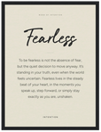 Fearless Word of Intention Framed print 30x40 cm / 12x16″ Black frame Linen paper