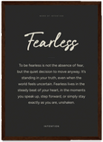 Fearless Word of Intention Framed print A3 (29.7 x 42 cm) Dark wood frame Carbon paper
