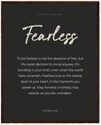 Fearless Word of Intention Framed print 40x50 cm / 16x20″ Dark wood frame Carbon paper