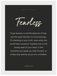 Fearless Word of Intention Framed print A1 (59.4 x 84.1 cm) White frame Carbon paper