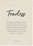 Fearless Word of Intention Framed print 70x100 cm / 28x40″ Wood frame Linen paper