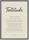Fortitude Word of Intention Framed print A1 (59.4 x 84.1 cm) Black frame Linen paper