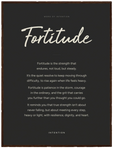Fortitude Word of Intention Framed print 30x40 cm / 12x16″ Dark wood frame Carbon paper