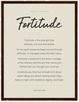 Fortitude Word of Intention Framed print 30x40 cm / 12x16″ Dark wood frame Linen paper