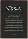 Fortitude Word of Intention Framed print A3 (29.7 x 42 cm) Dark wood frame Carbon paper