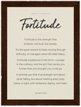 Fortitude Word of Intention Framed print A3 (29.7 x 42 cm) Dark wood frame Linen paper