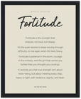 Fortitude Word of Intention Framed print 40x50 cm / 16x20″ Black frame Linen paper