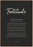 Fortitude Word of Intention Framed print A2 (42 x 59.4 cm) Dark wood frame Carbon paper
