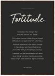 Fortitude Word of Intention Framed print 50x70 cm / 20x28″ Dark wood frame Carbon paper