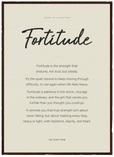 Fortitude Word of Intention Framed print 50x70 cm / 20x28″ Dark wood frame Linen paper