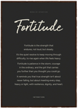 Fortitude Word of Intention Framed print A1 (59.4 x 84.1 cm) Dark wood frame Carbon paper