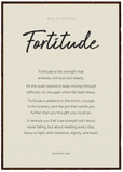 Fortitude Word of Intention Framed print A1 (59.4 x 84.1 cm) Dark wood frame Linen paper