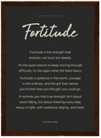 Fortitude Word of Intention Framed print 70x100 cm / 28x40″ Dark wood frame Carbon paper