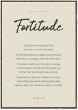 Fortitude Word of Intention Framed print 70x100 cm / 28x40″ Dark wood frame Linen paper