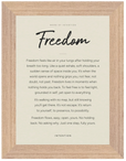 Freedom Word of Intention Framed print 13x18 cm / 5x7″ Wood frame Linen paper