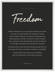 Freedom Word of Intention Framed print 30x40 cm / 12x16″ White frame Carbon paper