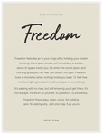 Freedom Word of Intention Framed print 60x80 cm / 24x32″ White frame Linen paper