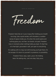 Freedom Word of Intention Framed print 13x18 cm / 5x7″ Dark wood frame Carbon paper