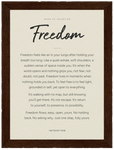 Freedom Word of Intention Framed print 13x18 cm / 5x7″ Dark wood frame Linen paper