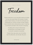 Freedom Word of Intention Framed print 21x29.7 cm / 8x12" Black frame Linen paper