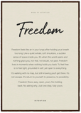 Freedom Word of Intention Framed print 21x29.7 cm / 8x12" Dark wood frame Linen paper
