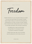 Freedom Word of Intention Framed print 21x29.7 cm / 8x12" Wood frame Linen paper