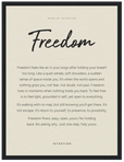 Freedom Word of Intention Framed print 30x40 cm / 12x16″ Black frame Linen paper