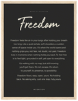Freedom Word of Intention Framed print 30x40 cm / 12x16″ Wood frame Carbon paper